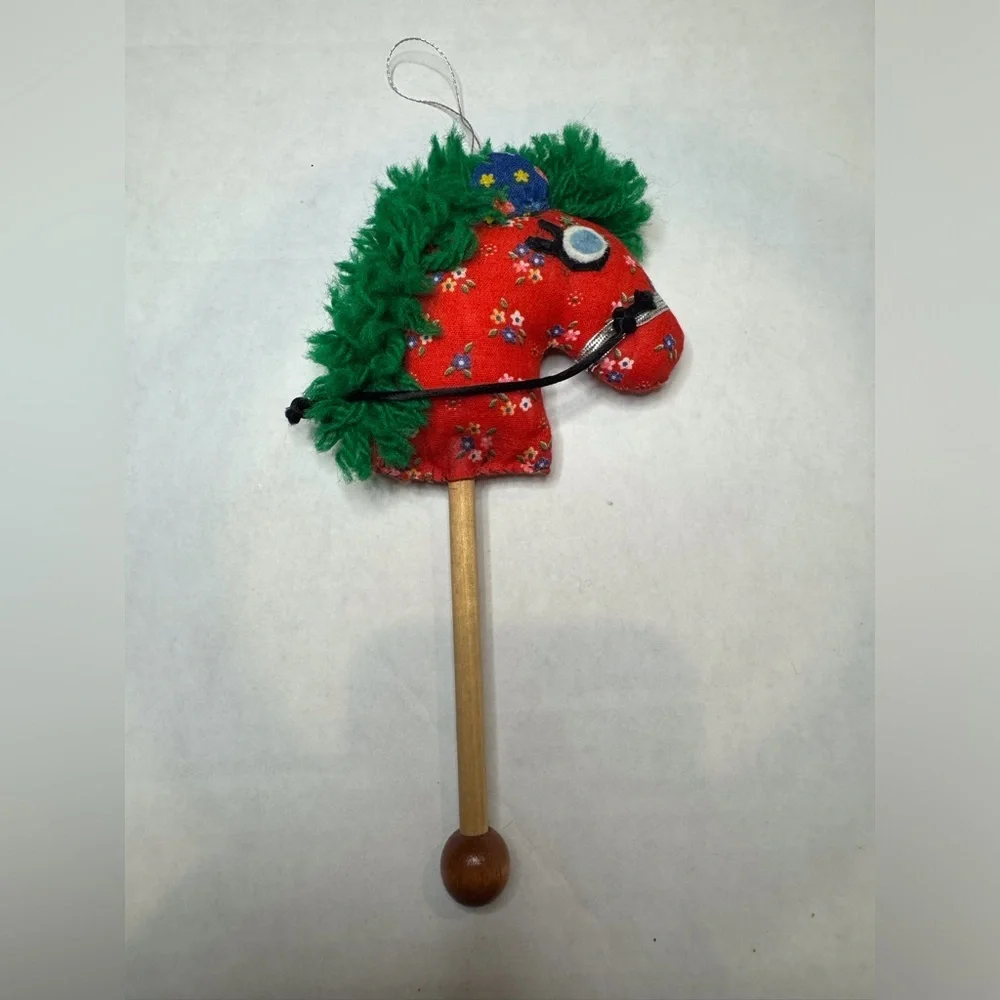 Vintage Wood‎ Stuffed Fabric Stick Horses Christmas Tree Ornaments